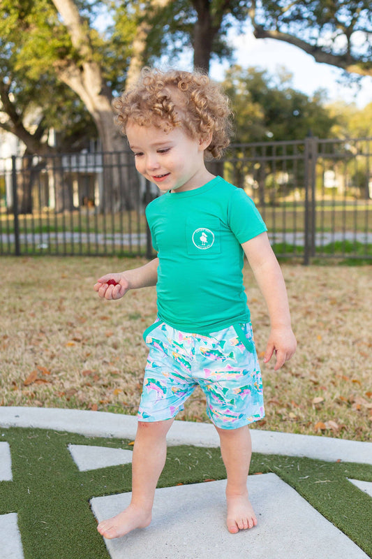 Kids Watercolor Fish Shorts