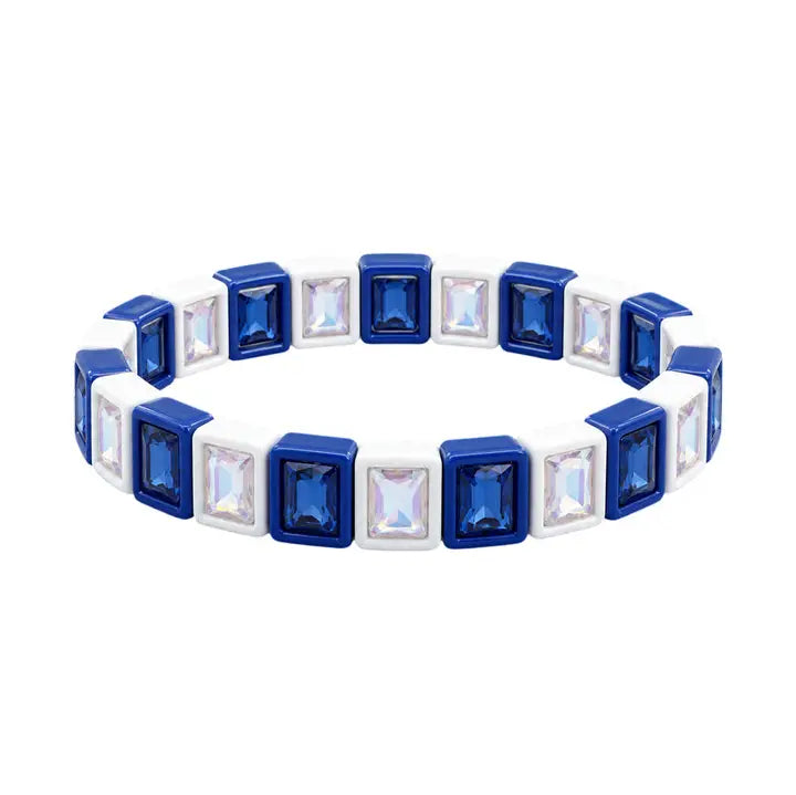Lulu Mac Royal/White Rhinestone Bracelet