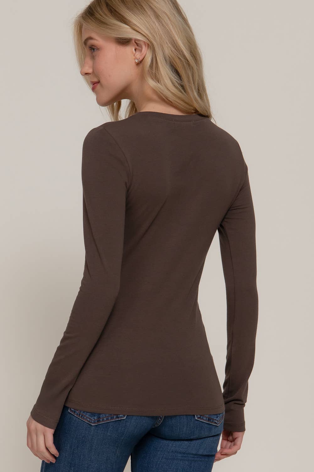 Long Sleeve Crew Neck Cotton Spandex Jersey Top