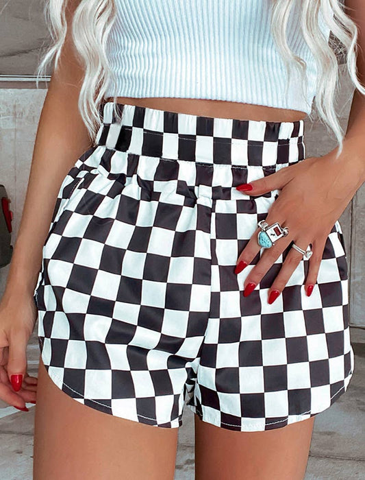 Plaid Print Casual Shorts