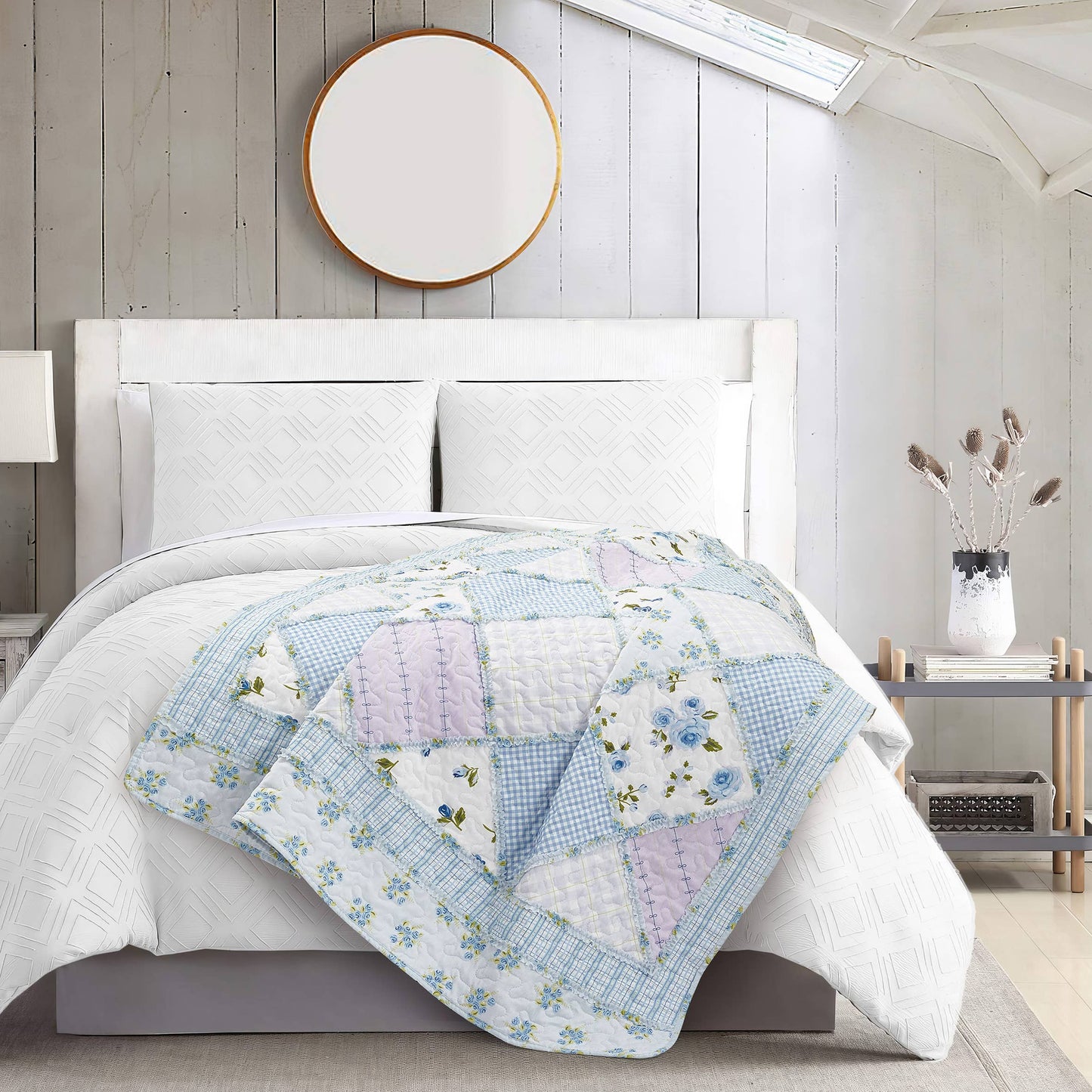 "Garden of Blues"  Quilted Throw Blanket 50"x60"