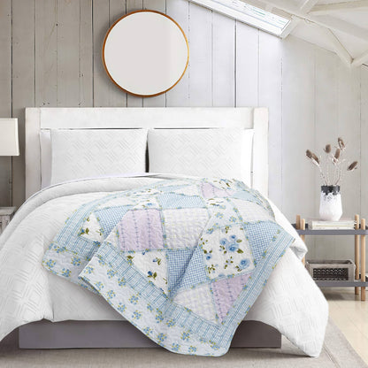 "Garden of Blues"  Quilted Throw Blanket 50"x60"