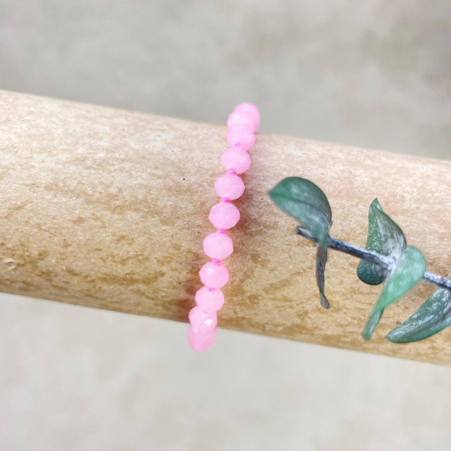 Barb// Pink Neon Crystal Beaded Handknotted Bracelet