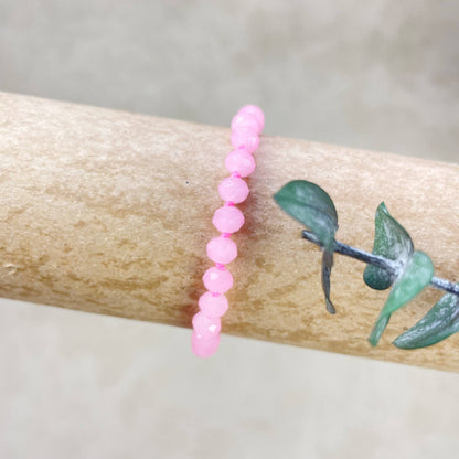 Barb// Pink Neon Crystal Beaded Handknotted Bracelet