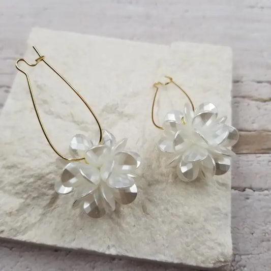 White Petal Burst Earrings