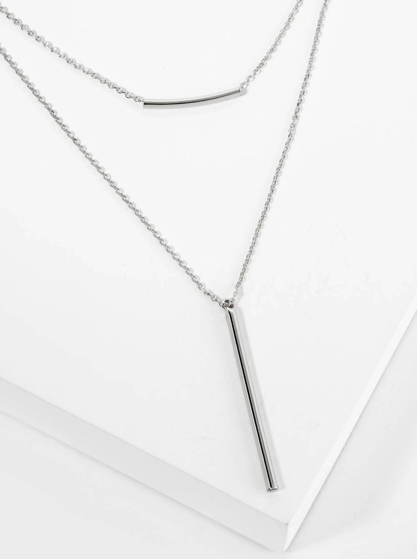 18K Gold Dipped Polished Vertical Bar Layered Necklace