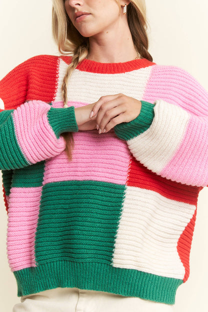 GEOMETRIC MULTICOLOR KNIT SWEATER
