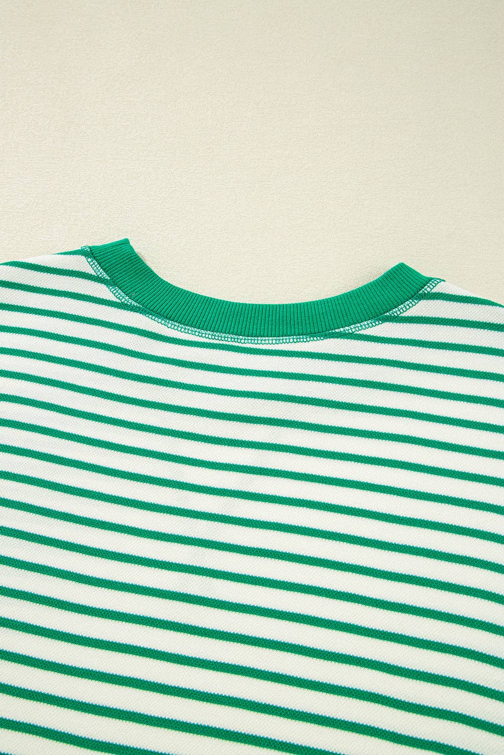 Bright Green Striped Exposed Seam Pullover Top