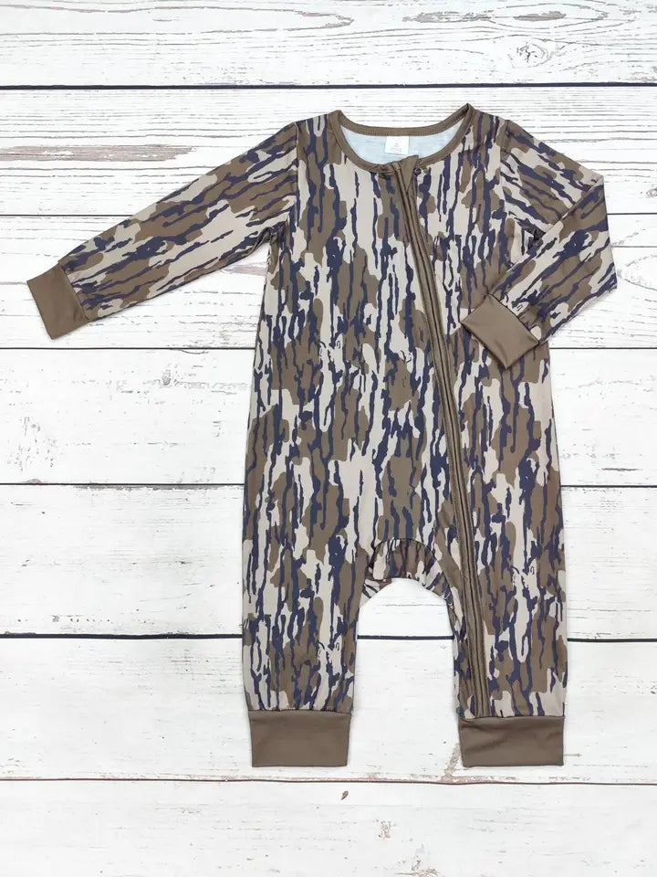 Baby Dark Camouflage Print Zip Sleeper