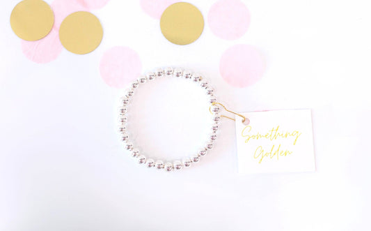 6mm Silver Beaded Bracelet