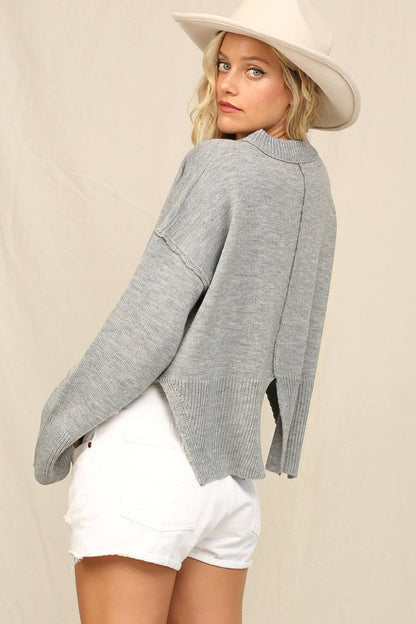 Notch Hem Cropped Sweater