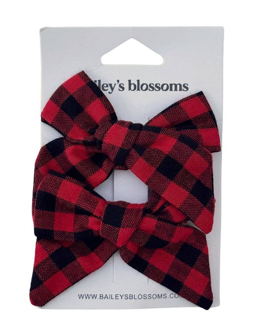 Linen Cotton Piggie Set - Red and Black Gingham