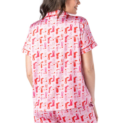 Hello Mello Boots & Bubbles Satin Pajama Top