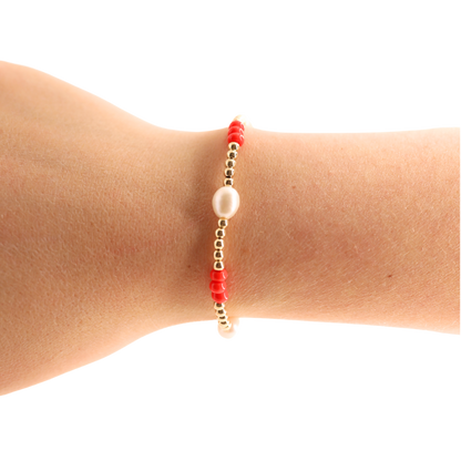 Bright Red Pearl Poppi Bracelet