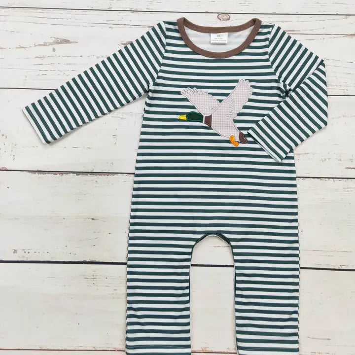 Baby Boy Stripe Duck Appliqué Romper