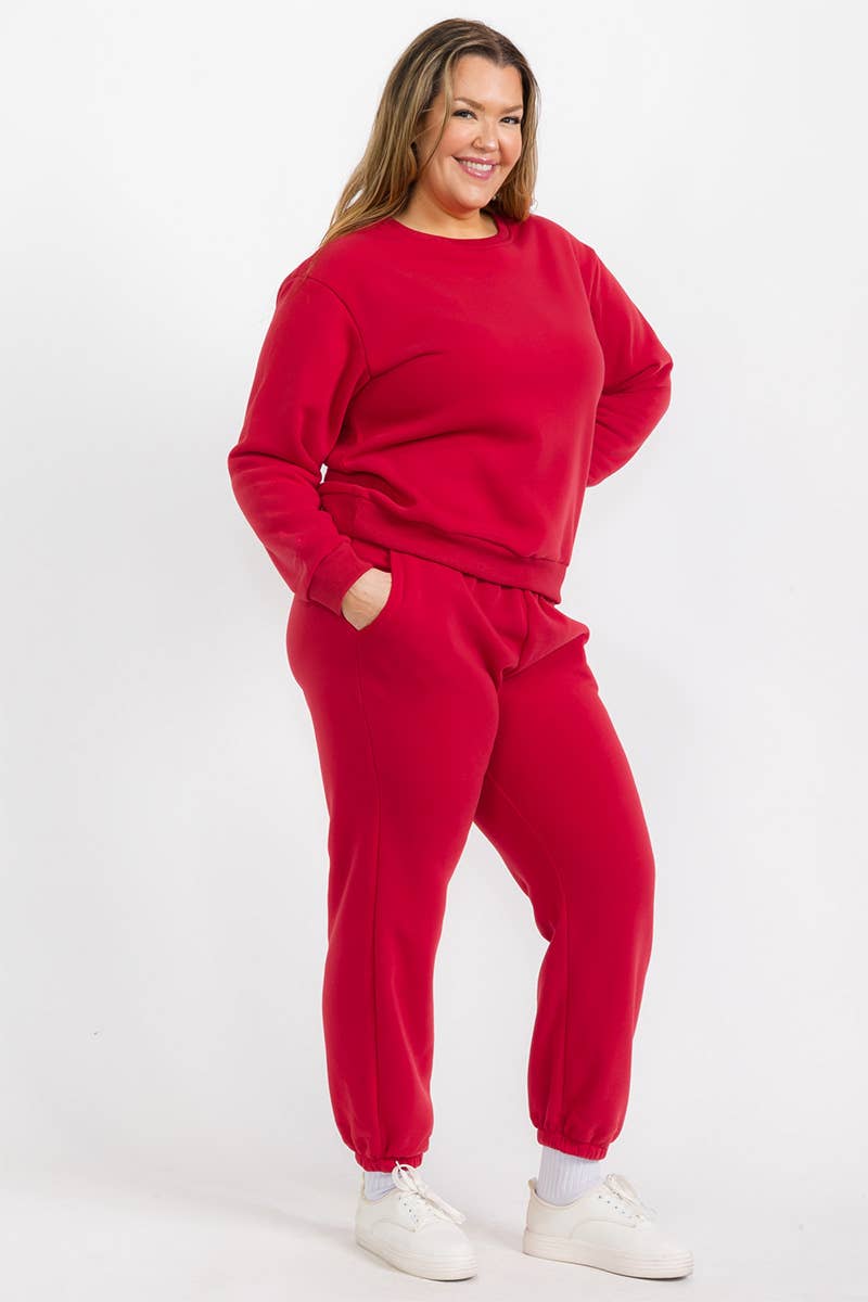 Plus Size Poly Fleece Elastic Waist Joggers