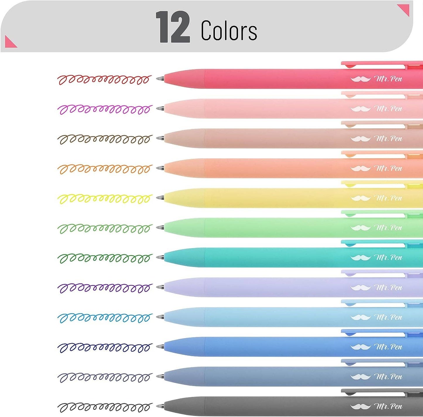 Mr. Pen 12-Pack Fast Dry Retractable Gel Pens