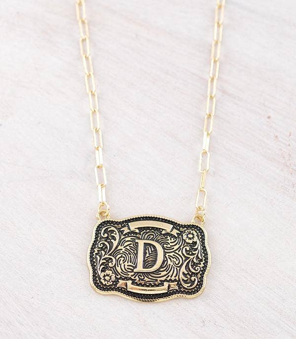 Initial Buckle Pendant Necklace D