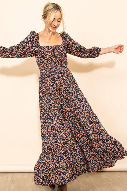 Reversible Floral Wide Flare Maxi Dress