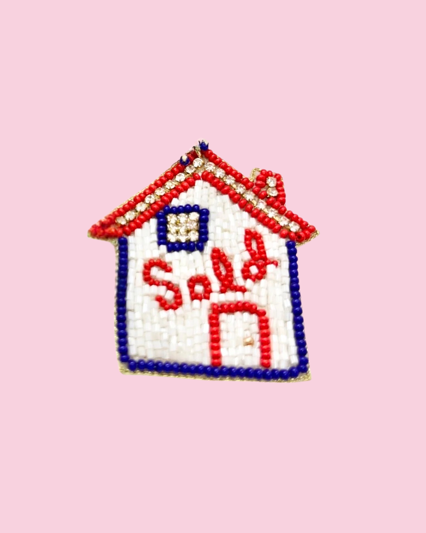 Red & Blue Sold beaded Pin