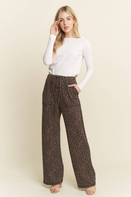 Wide Leg Animal Urban Rib Pants