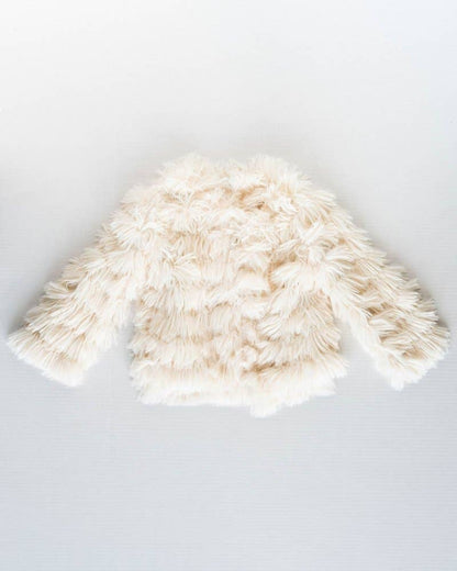 Mommy and Me Fatima Faux Shag Layered Jacket - Ivory
