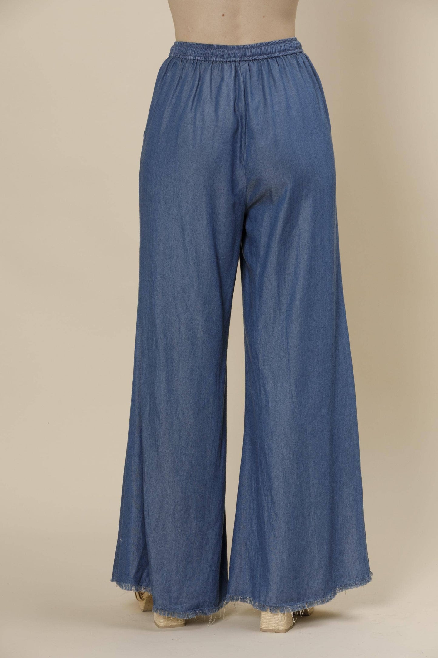 Tencel Pre-Washed Wide Leg Drawstring Pants