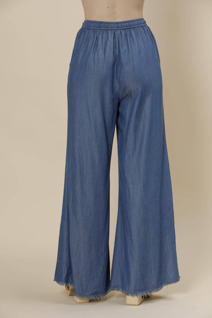 Tencel Pre-Washed Wide Leg Drawstring Pants