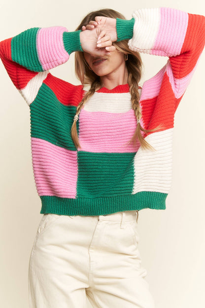 GEOMETRIC MULTICOLOR KNIT SWEATER