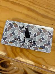 Local Girl Flora Camo Dog Moon License Plate