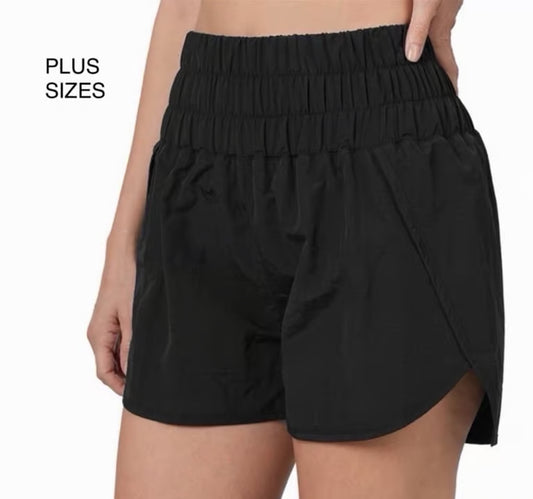 PLUS WINDBREAKER SMOCKED WAISTBAND RUNNING SHORTS