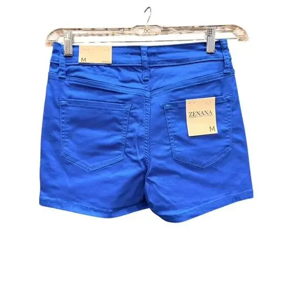 Stretch denim high-rise shorts