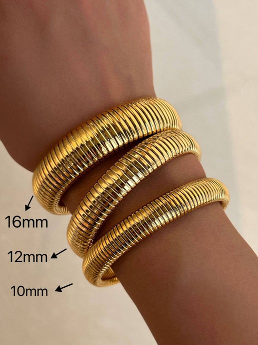 18K Gold Plated Bangle Bracelet: 16mm