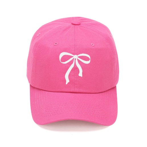 White Bow Hot Pink Cap