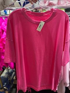Rose Red side Slit Tee